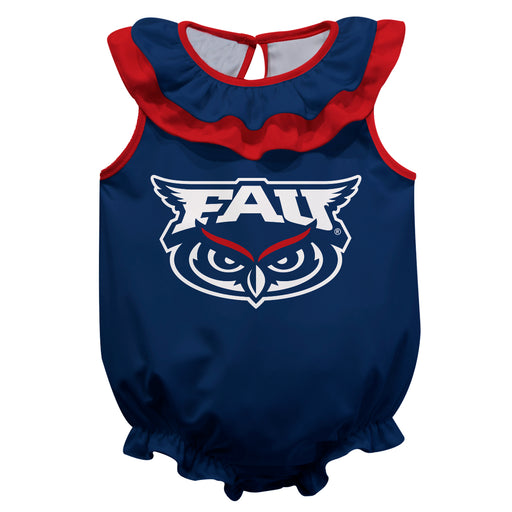 Florida Atlantic Owls Blue Sleeveless Ruffle Onesie Logo Bodysuit by Vive La Fete