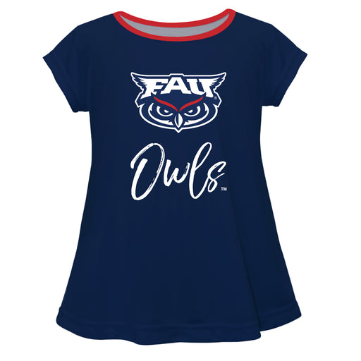 Florida Atlantic Owls Vive La Fete Girls Game Day Short Sleeve Navy Top with School Logo and Name - Vive La Fête - Online Apparel Store