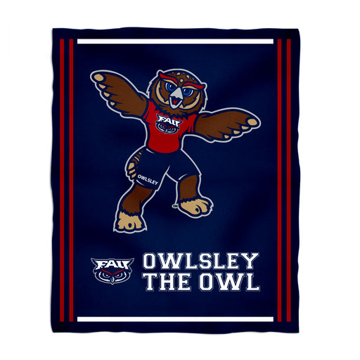 Florida Atlantic Owls Vive La Fete Kids Game Day Blue Plush Soft Minky Blanket 36 x 48 Mascot