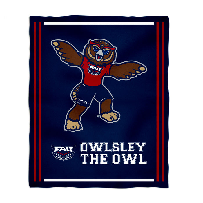 Florida Atlantic Owls Vive La Fete Kids Game Day Blue Plush Soft Minky Blanket 36 x 48 Mascot