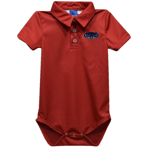 Florida Atlantic Owls Embroidered Red Solid Knit Polo Onesie