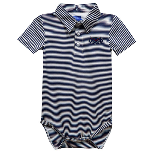 Florida Atlantic Owls Embroidered Navy Stripe Knit Polo Onesie