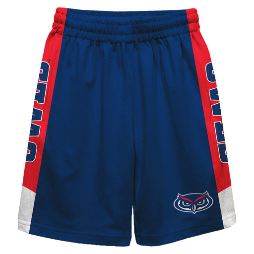 Florida Atlantic Owls Vive La Fete Game Day Blue Stripes Boys Solid Red Athletic Mesh Short