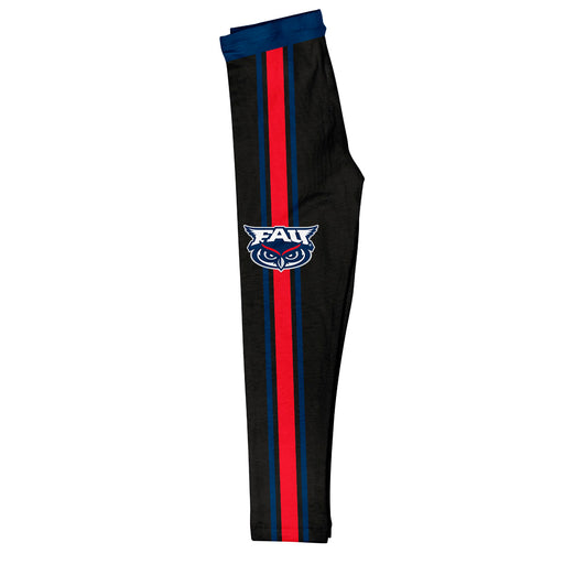 Florida Atlantic Owls Vive La Fete Girls Game Day Black with Blue Stripes Leggings Tights