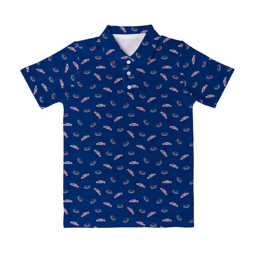 Florida Atlantic Owls Vive La Fete Game Day All Over Logo Blue Short Sleeve Polo Box Shirt