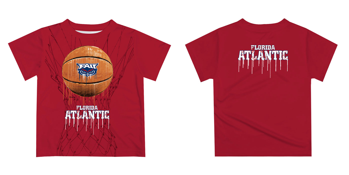 Florida Atlantic Owls Original Dripping Basketball Red T-Shirt by Vive La Fete - Vive La Fête - Online Apparel Store