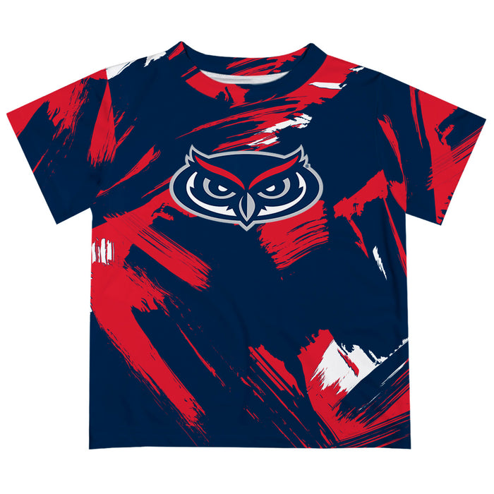 Florida Atlantic Owls Vive La Fete Boys Game Day Blue Short Sleeve Tee Paint Brush