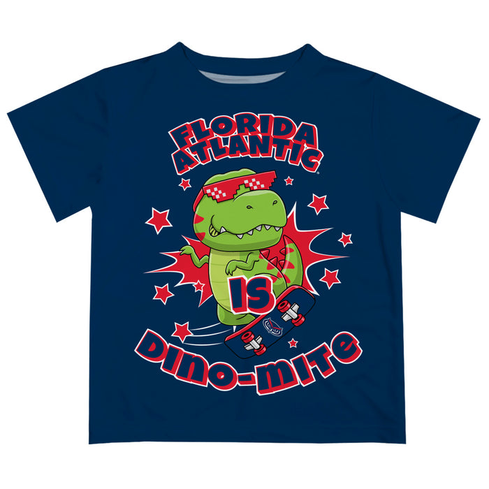 Florida Atlantic Owls Vive La Fete Dino-Mite Boys Game Day Blue Short Sleeve Tee