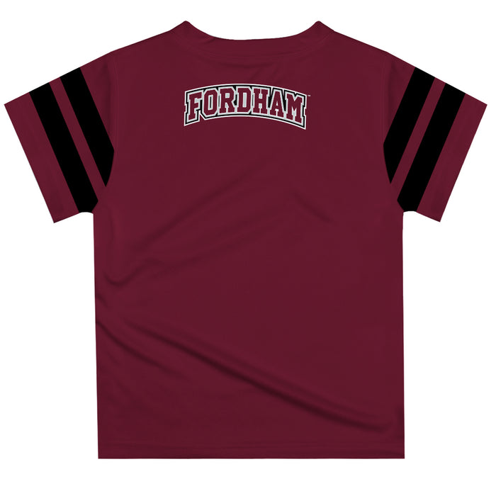 Fordham Rams Vive La Fete Boys Game Day Maroon Short Sleeve Tee with Stripes on Sleeves - Vive La Fête - Online Apparel Store