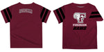 Fordham Rams Vive La Fete Boys Game Day Maroon Short Sleeve Tee with Stripes on Sleeves - Vive La Fête - Online Apparel Store