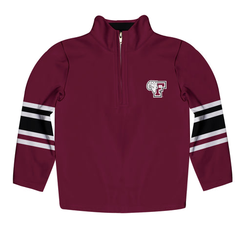 Fordham Rams Vive La Fete Game Day Maroon Quarter Zip Pullover Stripes on Sleeves - Vive La Fête - Online Apparel Store