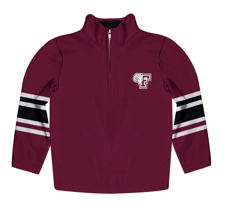 Fordham Rams Vive La Fete Game Day Maroon Quarter Zip Pullover Stripes on Sleeves - Vive La Fête - Online Apparel Store