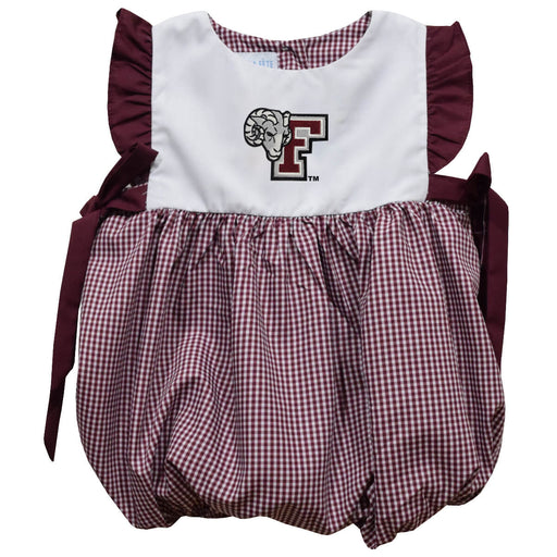 Fordham Rams Embroidered Maroon Gingham Short Sleeve Girls Bubble