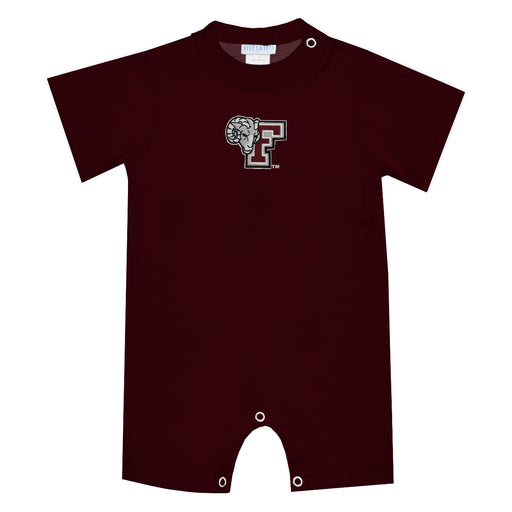 Fordham Rams Embroidered Maroon Knit Short Sleeve Boys Romper