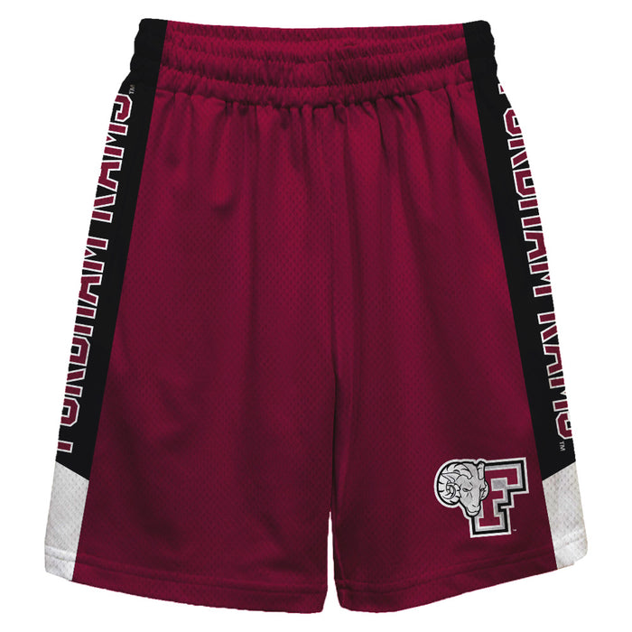 Fordham Rams Vive La Fete Game Day Maroon Stripes Boys Solid Black Athletic Mesh Short