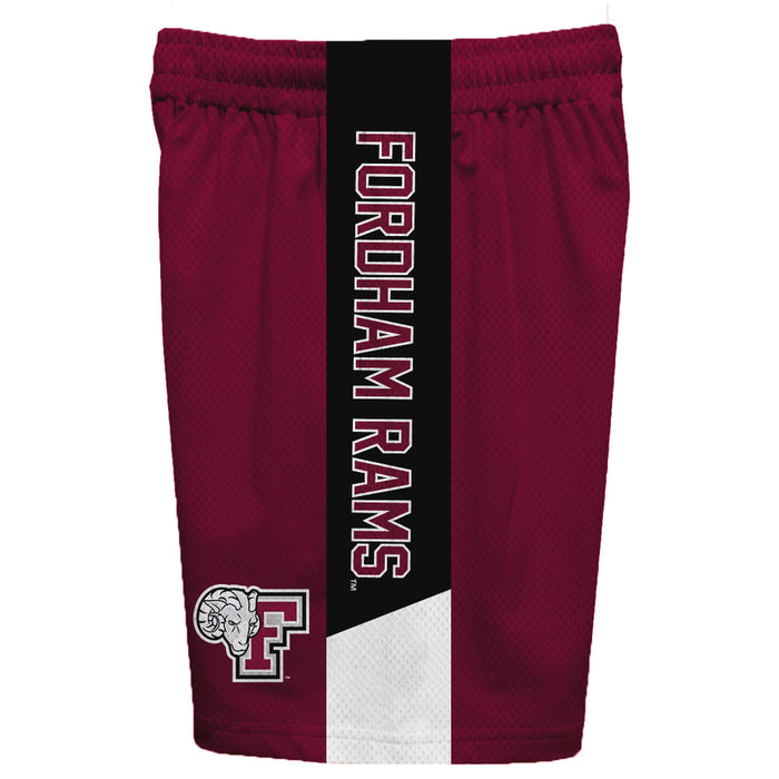 Fordham Rams Vive La Fete Game Day Maroon Stripes Boys Solid Black Athletic Mesh Short - Vive La Fête - Online Apparel Store
