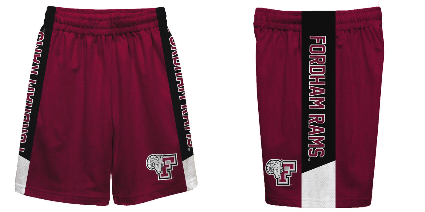 Fordham Rams Vive La Fete Game Day Maroon Stripes Boys Solid Black Athletic Mesh Short - Vive La Fête - Online Apparel Store