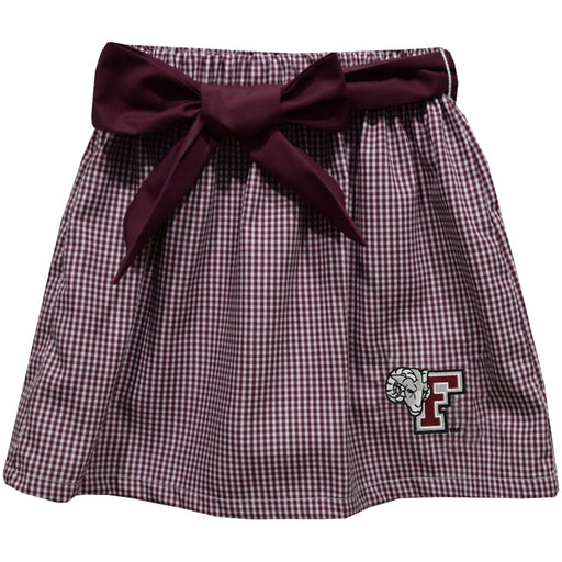 Fordham Rams Embroidered Maroon Gingham Skirt With Sash