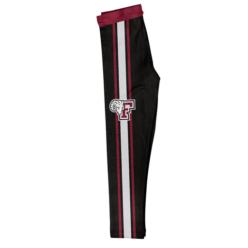 Fordham Rams Vive La Fete Girls Game Day Black with Maroon Stripes Leggings Tights