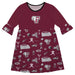 Fordham Rams 3/4 Sleeve Solid Maroon Repeat Print Hand Sketched Vive La Fete Impressions Artwork on Skirt