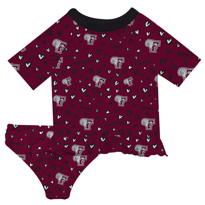 Fordham Rams Vive La Fete All Over Logo Maroon Long Sleeve Bikini Set