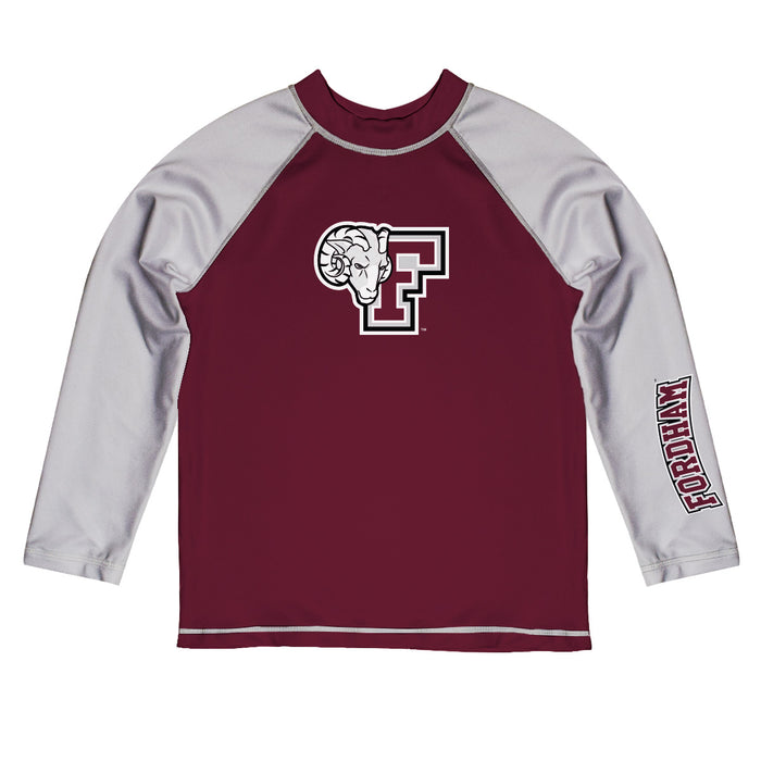 Fordham Rams Vive La Fete Logo Maroon White Long Sleeve Raglan Rashguard