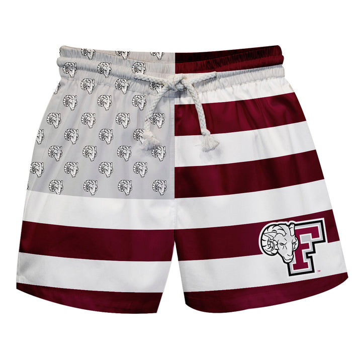 Fordham Rams Vive La Fete Game Day Maroon White Gray Flag Swimtrunks V1