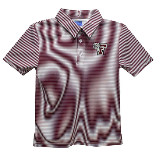 Fordham Rams Embroidered Maroon Stripes Short Sleeve Polo Box Shirt