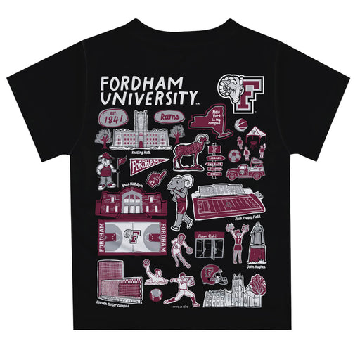 Fordham Rams Hand Sketched Vive La Fete Impressions Artwork Boys Black Short Sleeve Tee Shirt - Vive La Fête - Online Apparel Store