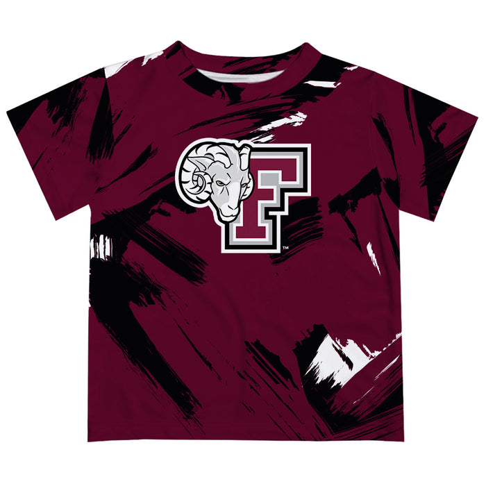 Fordham Rams Vive La Fete Boys Game Day Maroon Short Sleeve Tee Paint Brush
