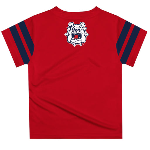Fresno State Bulldogs Vive La Fete Boys Game Day Red Short Sleeve Tee with Stripes on Sleeves - Vive La Fête - Online Apparel Store