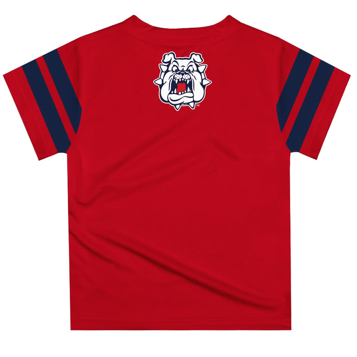Fresno State Bulldogs Vive La Fete Boys Game Day Red Short Sleeve Tee with Stripes on Sleeves - Vive La Fête - Online Apparel Store