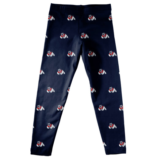 Fresno State Bulldogs Vive La Fete Girls Game Day All Over Logo Elastic Waist Classic Play Navy Leggings Tights - Vive La Fête - Online Apparel Store
