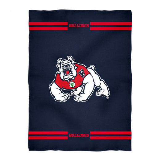 Fresno State Bulldogs Vive La Fete Game Day Soft Premium Fleece Navy Throw Blanket 40" x 58” Logo and Stripes - Vive La Fête - Online Apparel Store