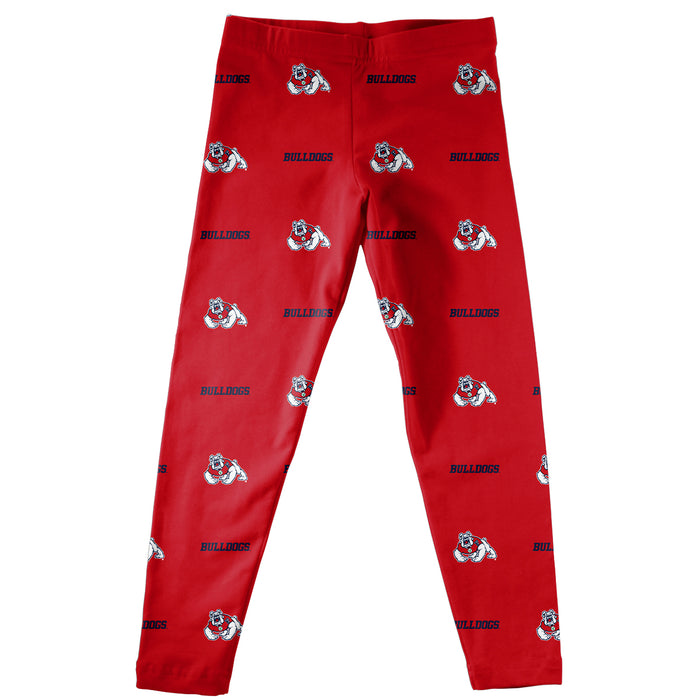 Fresno State Bulldogs Vive La Fete Girls Game Day All Over Logo Elastic Waist Classic Play Red Leggings Tights - Vive La Fête - Online Apparel Store