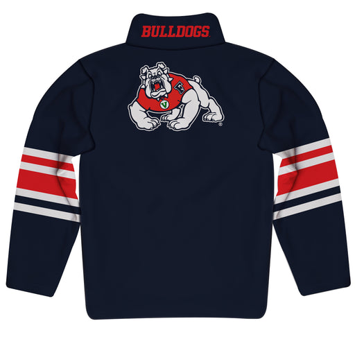 Fresno State Bulldogs Vive La Fete Game Day Navy Quarter Zip Pullover Stripes on Sleeves - Vive La Fête - Online Apparel Store
