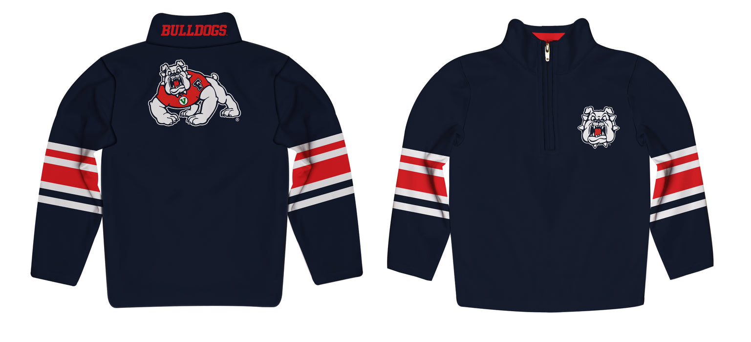 Fresno State Bulldogs Vive La Fete Game Day Navy Quarter Zip Pullover Stripes on Sleeves - Vive La Fête - Online Apparel Store