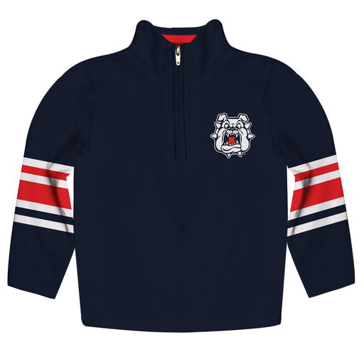 Fresno State Bulldogs Vive La Fete Game Day Navy Quarter Zip Pullover Stripes on Sleeves - Vive La Fête - Online Apparel Store