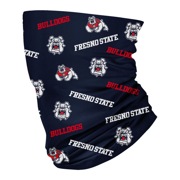 Fresno State Bulldog Vive La Fete All Over Logo Game Day Collegiate Face Cover Soft 4 Way Stretch Neck Gaiter - Vive La Fête - Online Apparel Store