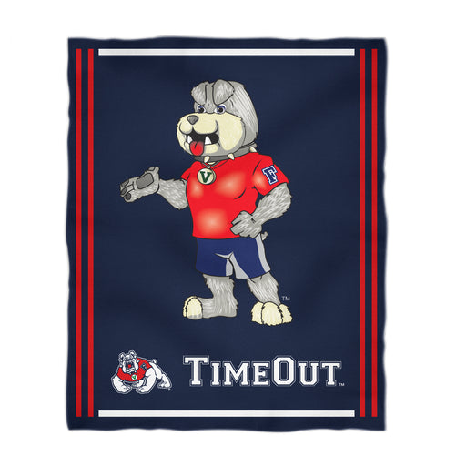 Fresno State Bulldogs Vive La Fete Kids Game Day Navy Plush Soft Minky Blanket 36 x 48 Mascot