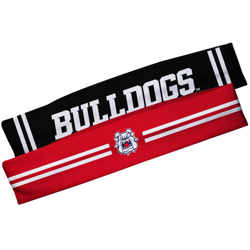 Fresno State Bulldogs Vive La Fete Girls Women Game Day Set of 2 Stretch Headbands Headbands Logo Red and Name Black