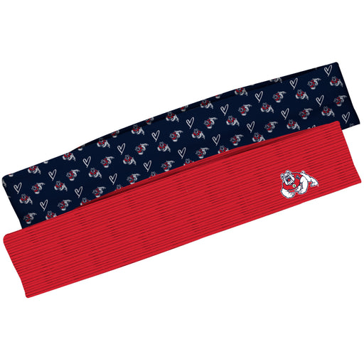 Fresno State Bulldogs Vive La Fete Girls Women Game Day Set of 2 Stretch Headbands Repeat Logo Blue and Logo Red