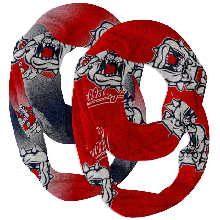 Fresno State Bulldogs Vive La Fete All Over Logo Collegiate Women Set of 2 Light Weight Ultra Soft Infinity Scarfs