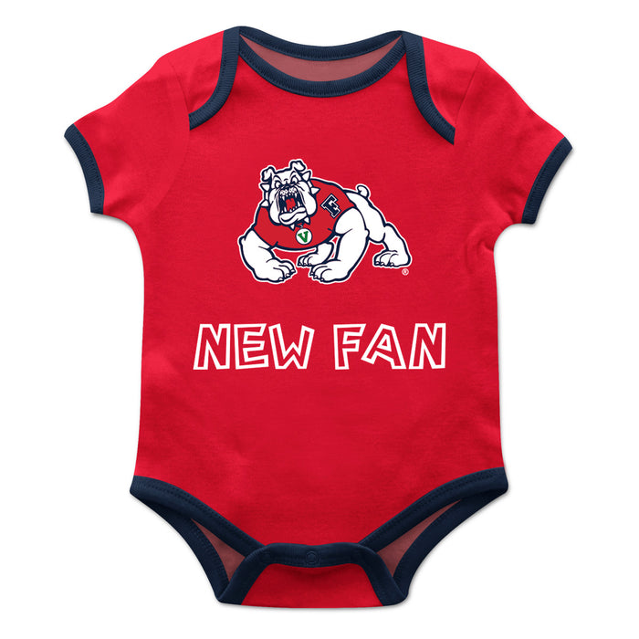 Fresno State Bulldogs Vive La Fete Infant Red Short Sleeve Onesie New Fan Logo and Mascot Bodysuit