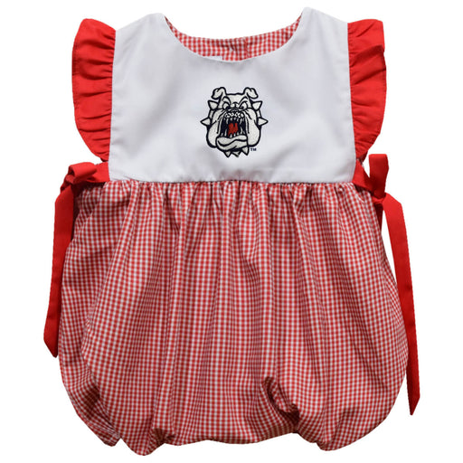 Fresno State Bulldogs Embroidered Red Cardinal Gingham Girls Bubble
