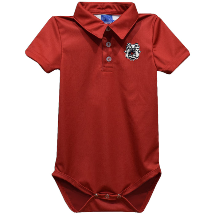 Fresno State Bulldogs Embroidered Red Solid Knit Polo Onesie