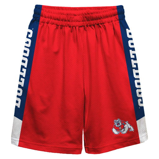 Fresno State Bulldogs Vive La Fete Game Day Red Stripes Boys Solid Blue Athletic Mesh Short