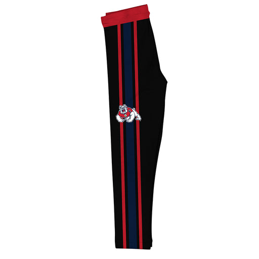 Fresno State Bulldogs Vive La Fete Girls Game Day Black with Red Stripes Leggings Tights