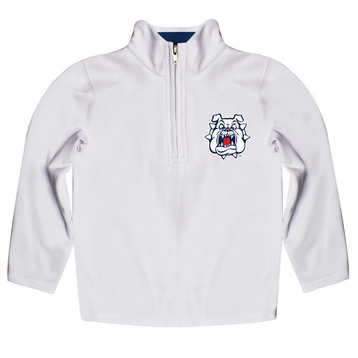 Fresno State Bulldogs Vive La Fete Game Day Solid White Quarter Zip Pullover Sleeves
