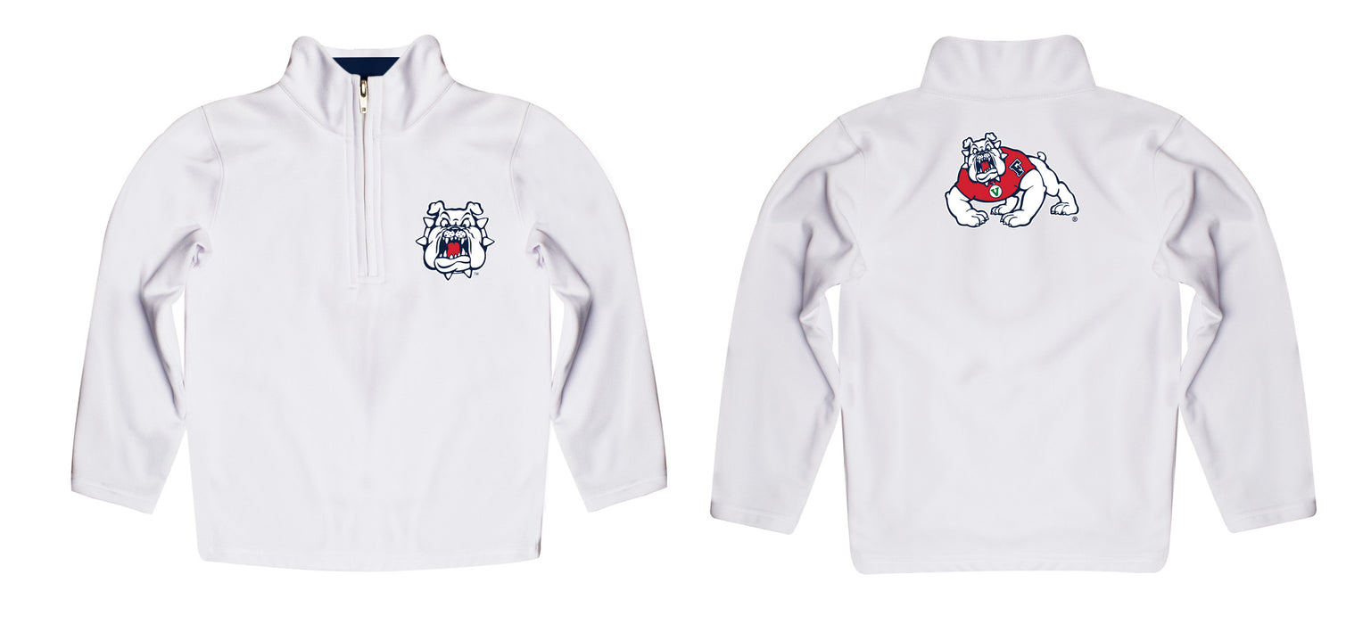 Fresno State Bulldogs Vive La Fete Game Day Solid White Quarter Zip Pullover Sleeves - Vive La Fête - Online Apparel Store